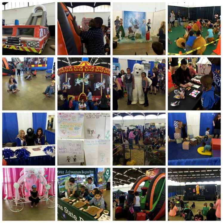 A collage of many, but not all, of the fun and entertaining things kids can do at the DFW Family Expo.