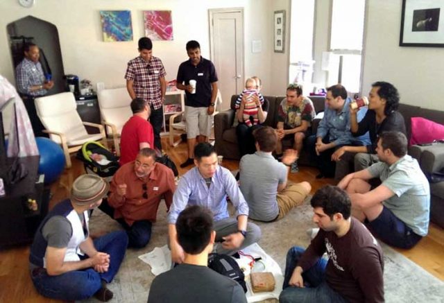 New Dad Boot Camps bring together new and expecting fathers to learn the basics of baby care from veteran dads.