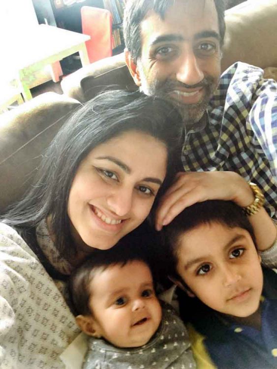 Amar Lohana, organizer of the Toronto Dads Group, and his family